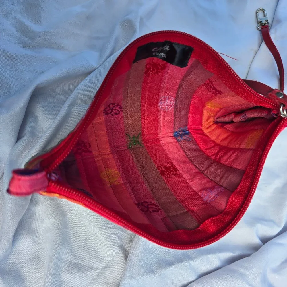 Vintage Rainbow Micro Pastel Clutch Purse with Strap Korea Iridescent Floral